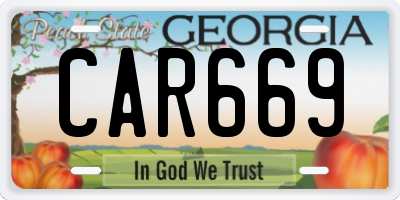 GA license plate CAR669