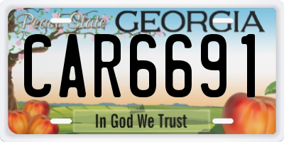 GA license plate CAR6691