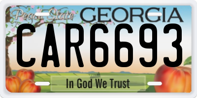 GA license plate CAR6693