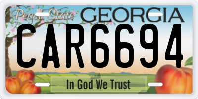 GA license plate CAR6694