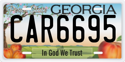 GA license plate CAR6695