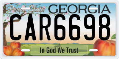 GA license plate CAR6698