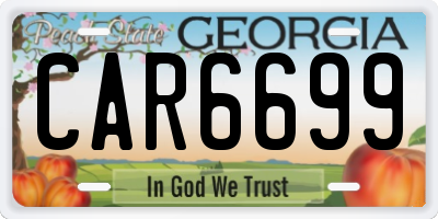 GA license plate CAR6699