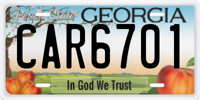 GA license plate CAR6701