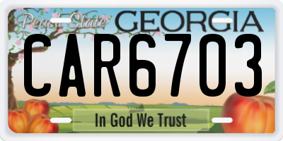 GA license plate CAR6703