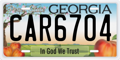 GA license plate CAR6704