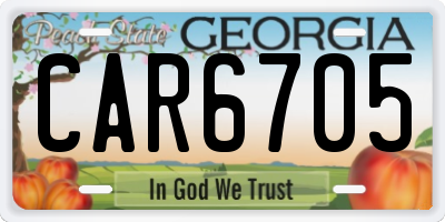 GA license plate CAR6705