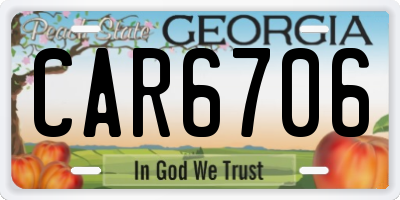 GA license plate CAR6706