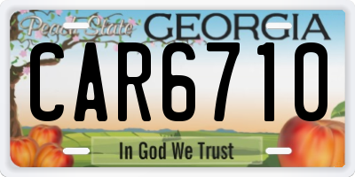 GA license plate CAR6710