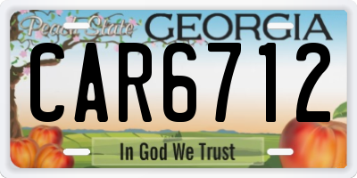 GA license plate CAR6712