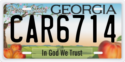 GA license plate CAR6714