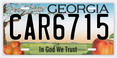 GA license plate CAR6715