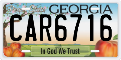 GA license plate CAR6716