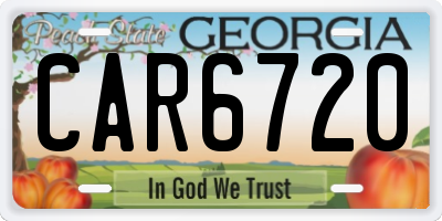 GA license plate CAR6720