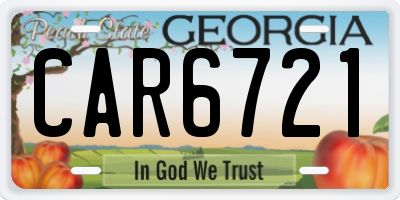 GA license plate CAR6721