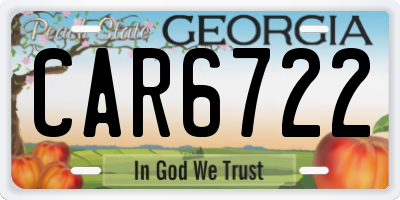 GA license plate CAR6722