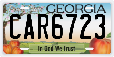 GA license plate CAR6723