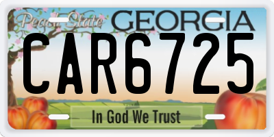 GA license plate CAR6725