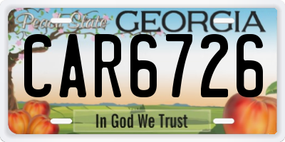 GA license plate CAR6726