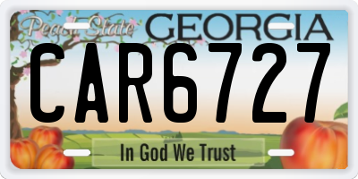 GA license plate CAR6727