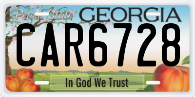 GA license plate CAR6728