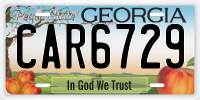 GA license plate CAR6729