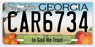 GA license plate CAR6734