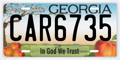 GA license plate CAR6735