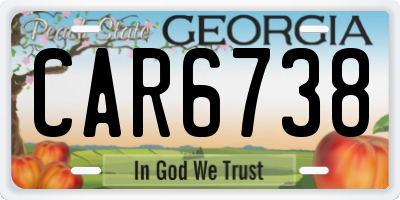 GA license plate CAR6738