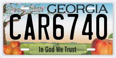 GA license plate CAR6740