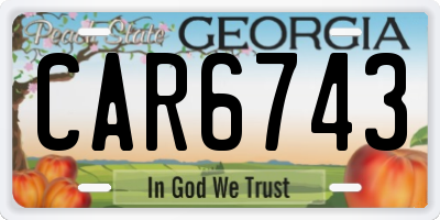 GA license plate CAR6743