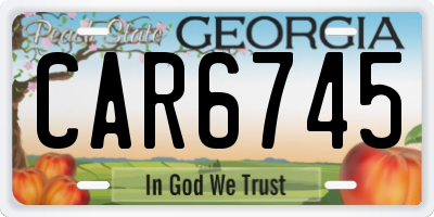 GA license plate CAR6745