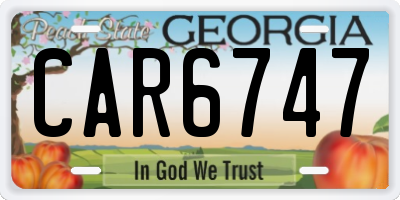 GA license plate CAR6747