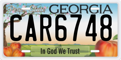 GA license plate CAR6748