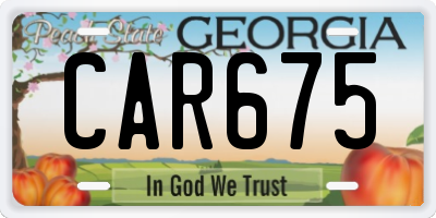 GA license plate CAR675