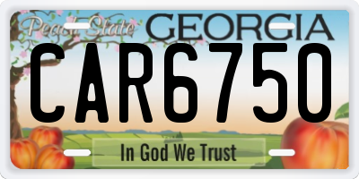 GA license plate CAR6750