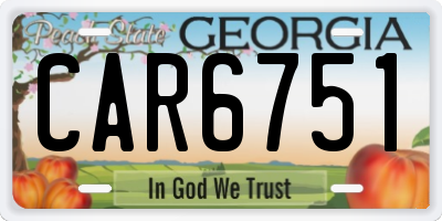 GA license plate CAR6751