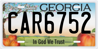 GA license plate CAR6752