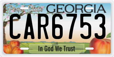 GA license plate CAR6753