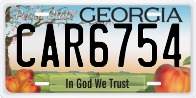 GA license plate CAR6754