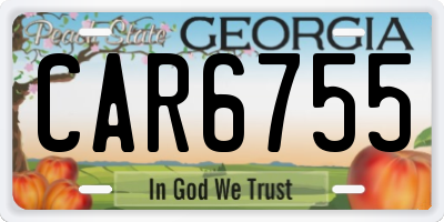 GA license plate CAR6755