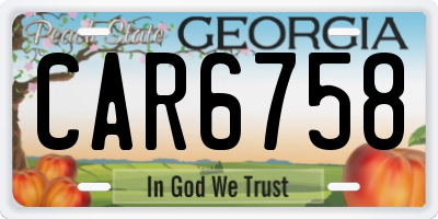 GA license plate CAR6758