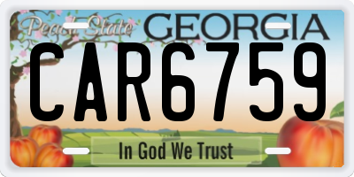 GA license plate CAR6759