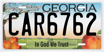 GA license plate CAR6762