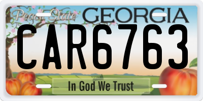 GA license plate CAR6763