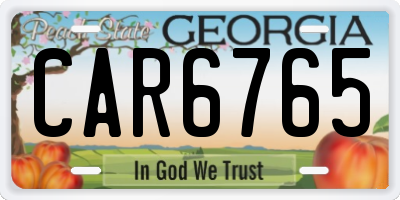 GA license plate CAR6765
