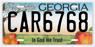 GA license plate CAR6768