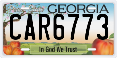 GA license plate CAR6773