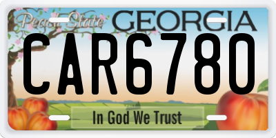 GA license plate CAR6780