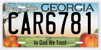 GA license plate CAR6781